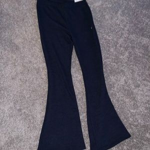 Navy blue flared ribbed leggings